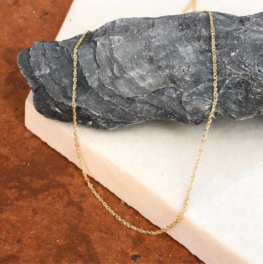 14KT Yellow Gold Thin Ropa Chain Necklace .70mm NEW 18"