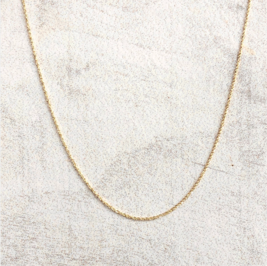 14KT Yellow Gold Thin Ropa Chain Necklace .70mm NEW 18"