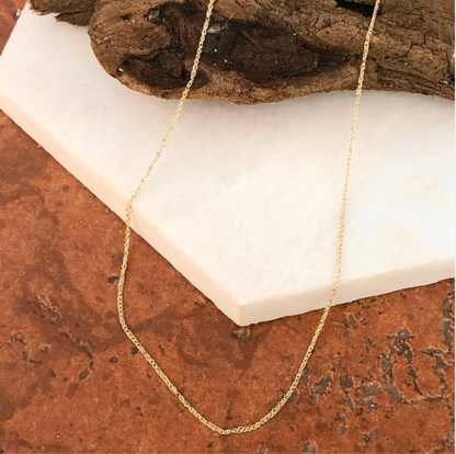 14KT Yellow Gold Thin Ropa Chain Necklace .70mm NEW 18"