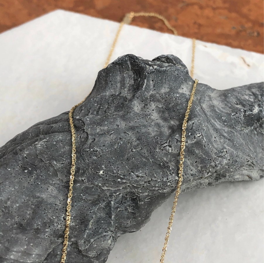 14KT Yellow Gold Thin Ropa Chain Necklace .70mm NEW 18"