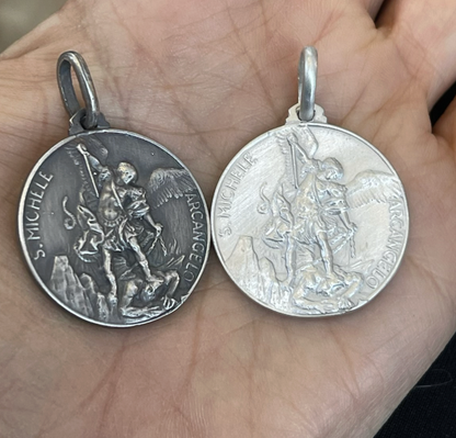 Sterling Silver St Michael Round Pendant 30mm - LSJ