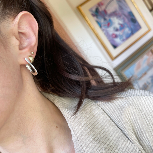 Sterling Silver Squared J-Hoop Earrings 18mm - LSJ