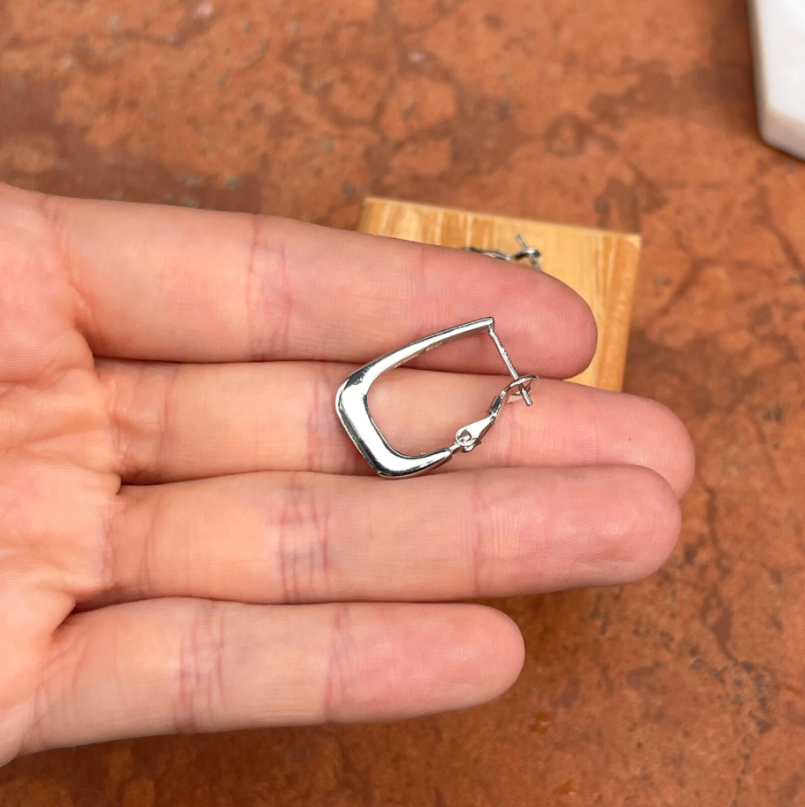 Sterling Silver Squared J-Hoop Earrings 18mm - LSJ