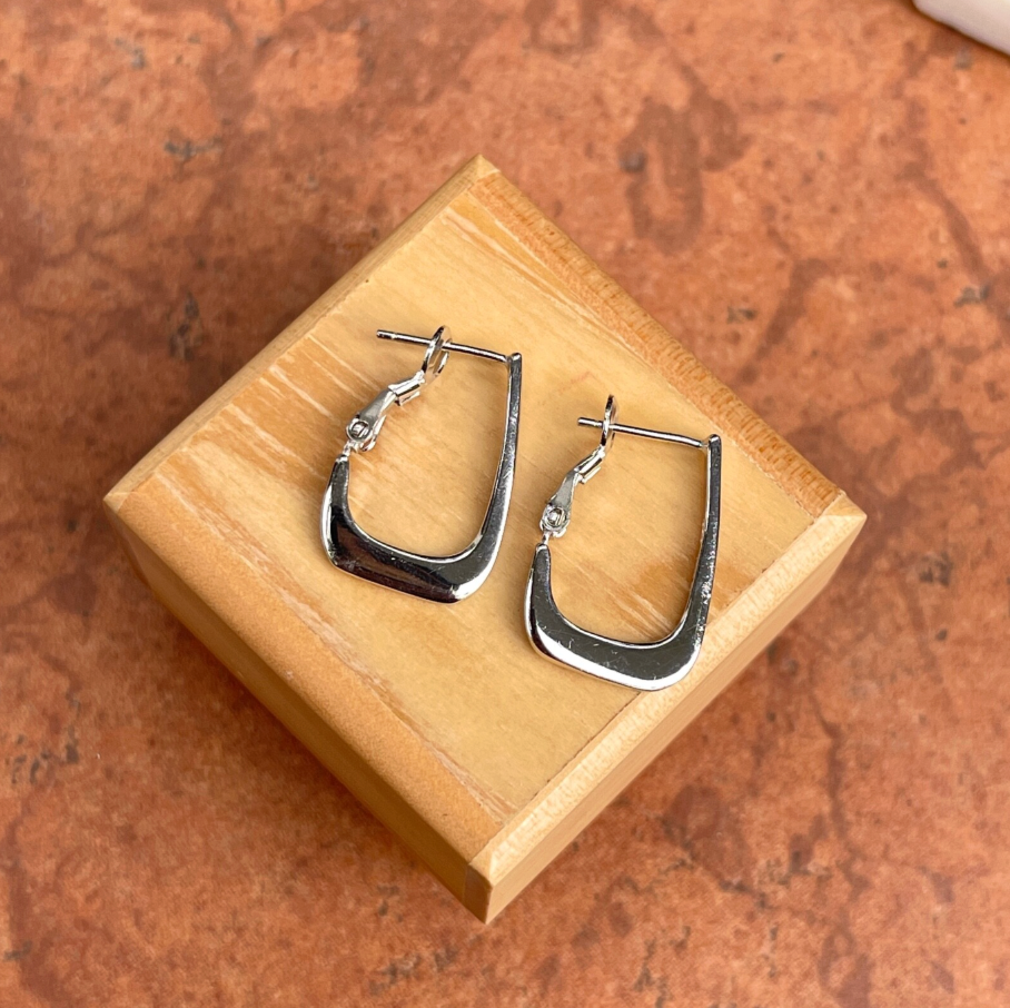 Sterling Silver Squared J-Hoop Earrings 18mm - LSJ