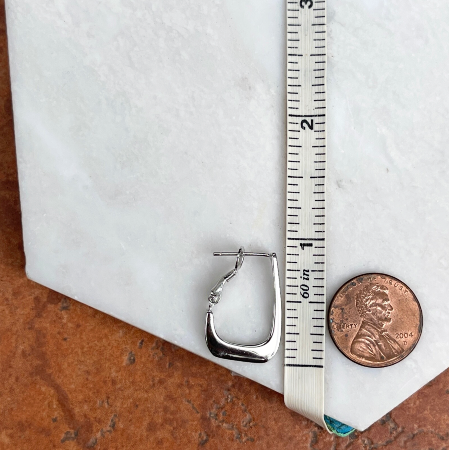 Sterling Silver Squared J-Hoop Earrings 18mm - LSJ