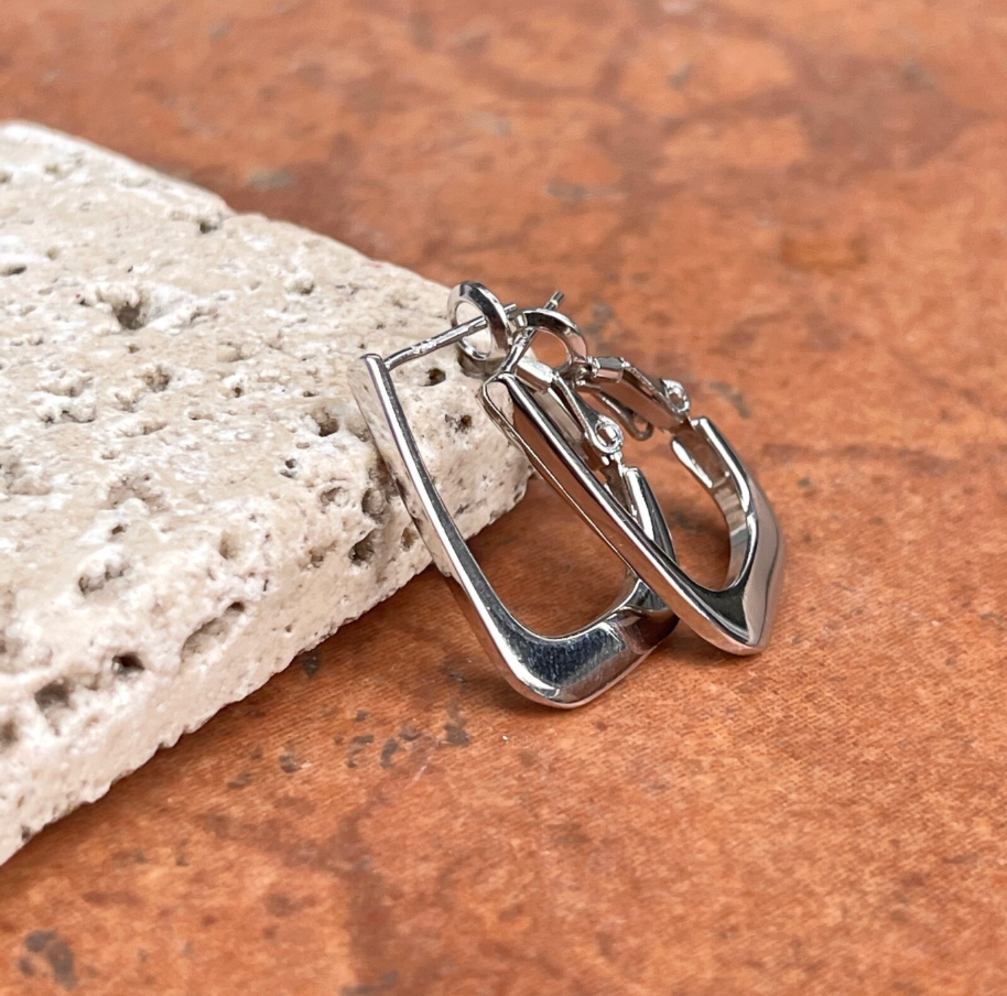 Sterling Silver Squared J-Hoop Earrings 18mm - LSJ