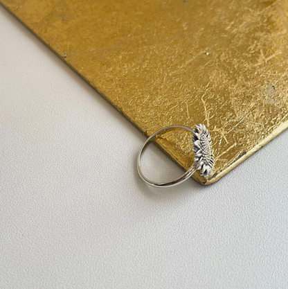 Sterling Silver Oxidized Sunflower Ring