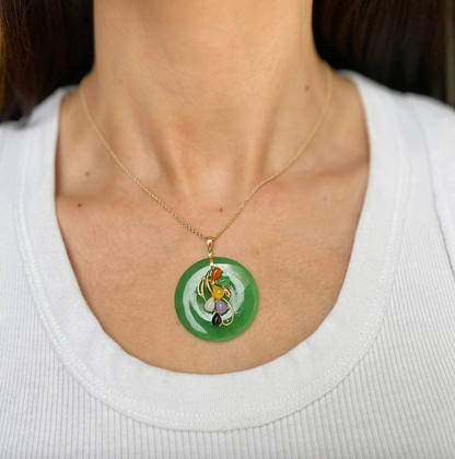 Estate 14KT Yellow Gold Round Jade Medallion Pendant