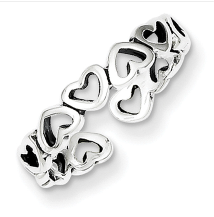 Sterling Silver Open Heart TOE Ring Adjustable