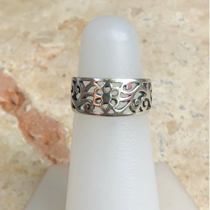 Sterling Silver Antiqued Floral Toe Ring NEW