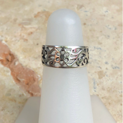 Sterling Silver Antiqued Floral Toe Ring NEW