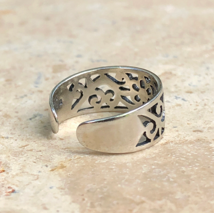 Sterling Silver Antiqued Floral Toe Ring NEW