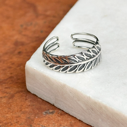Sterling Silver Antiqued Leaf Toe Ring