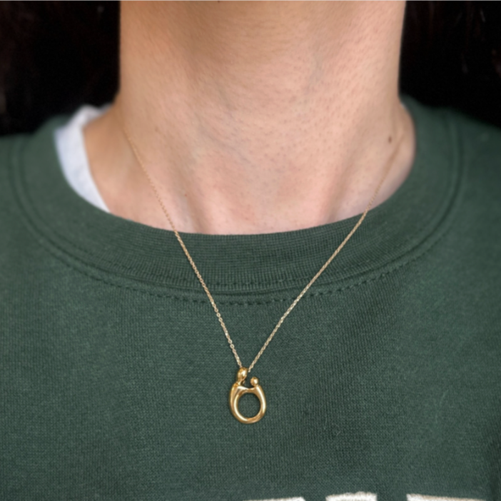 Sterling Silver 18KT Gold Plated Mother and Child Slide Pendant Charm - LSJ