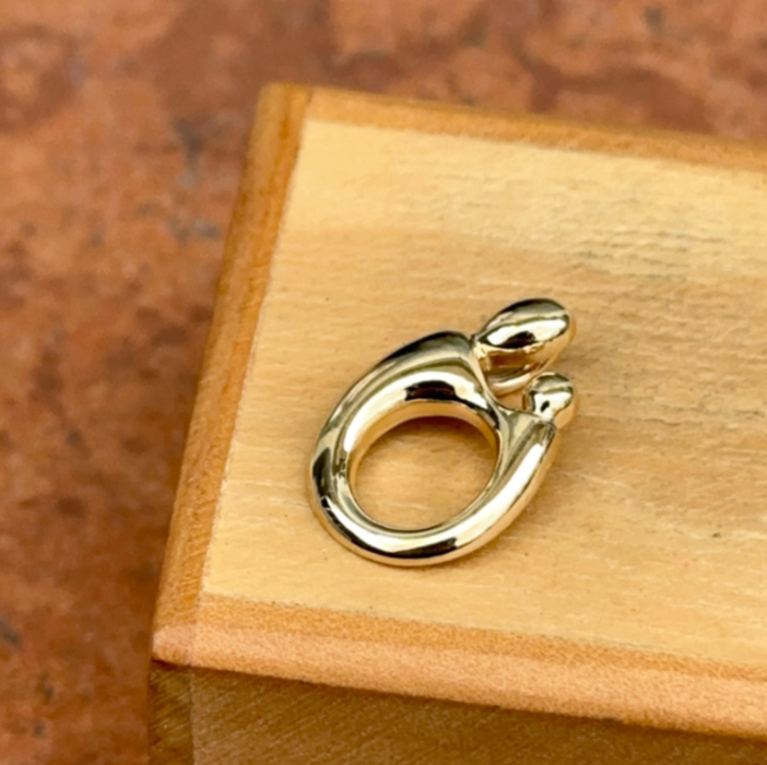 Sterling Silver 18KT Gold Plated Mother and Child Slide Pendant Charm - LSJ