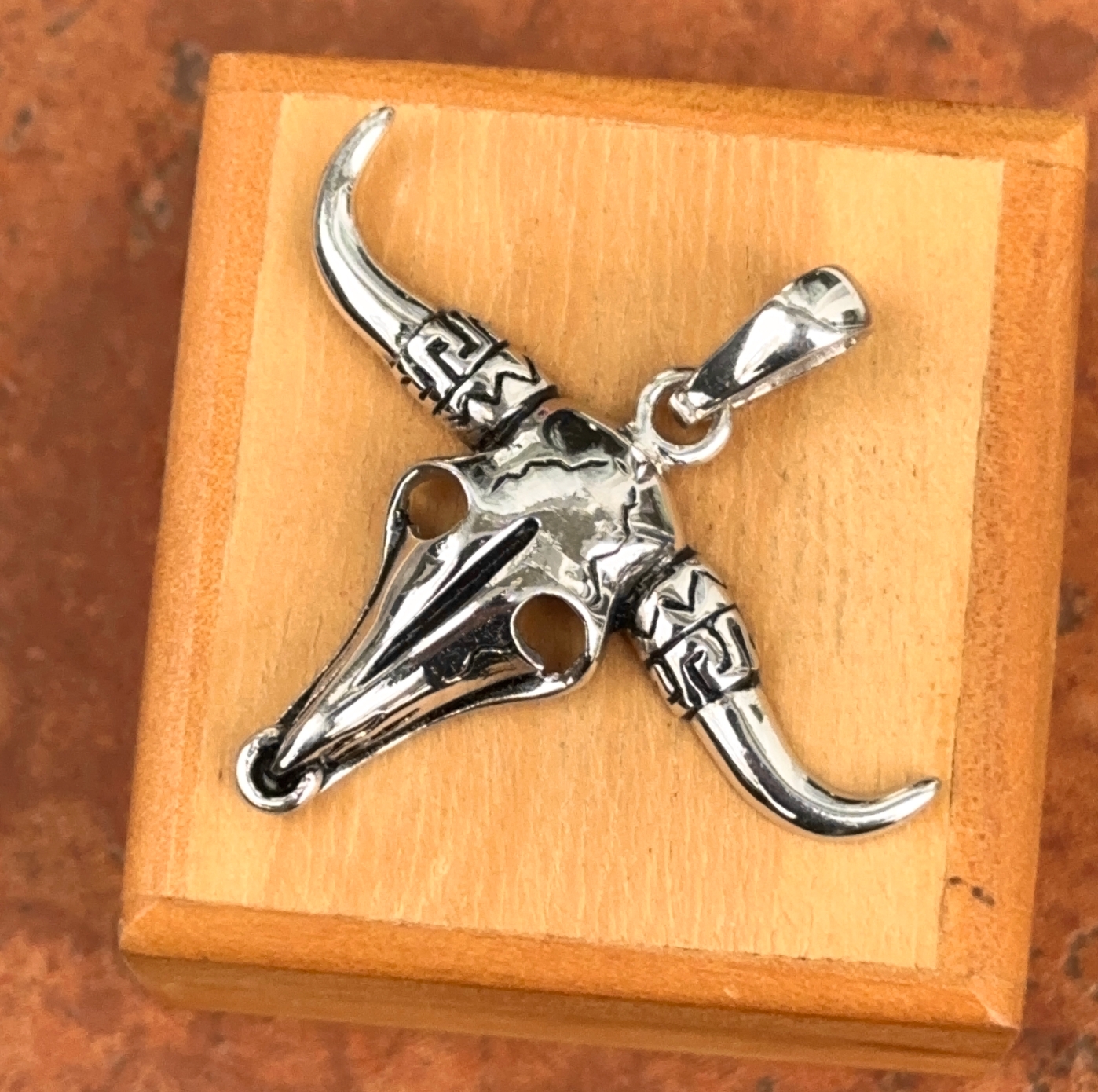 Sterling Silver Longhorn Bull Pendant - LSJ