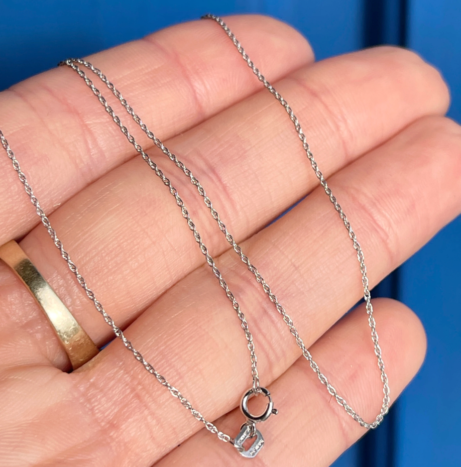 14KT White Gold Diamond-Cut .80mm Rope Chain Necklace