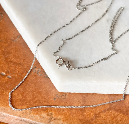 14KT White Gold Diamond-Cut .80mm Rope Chain Necklace