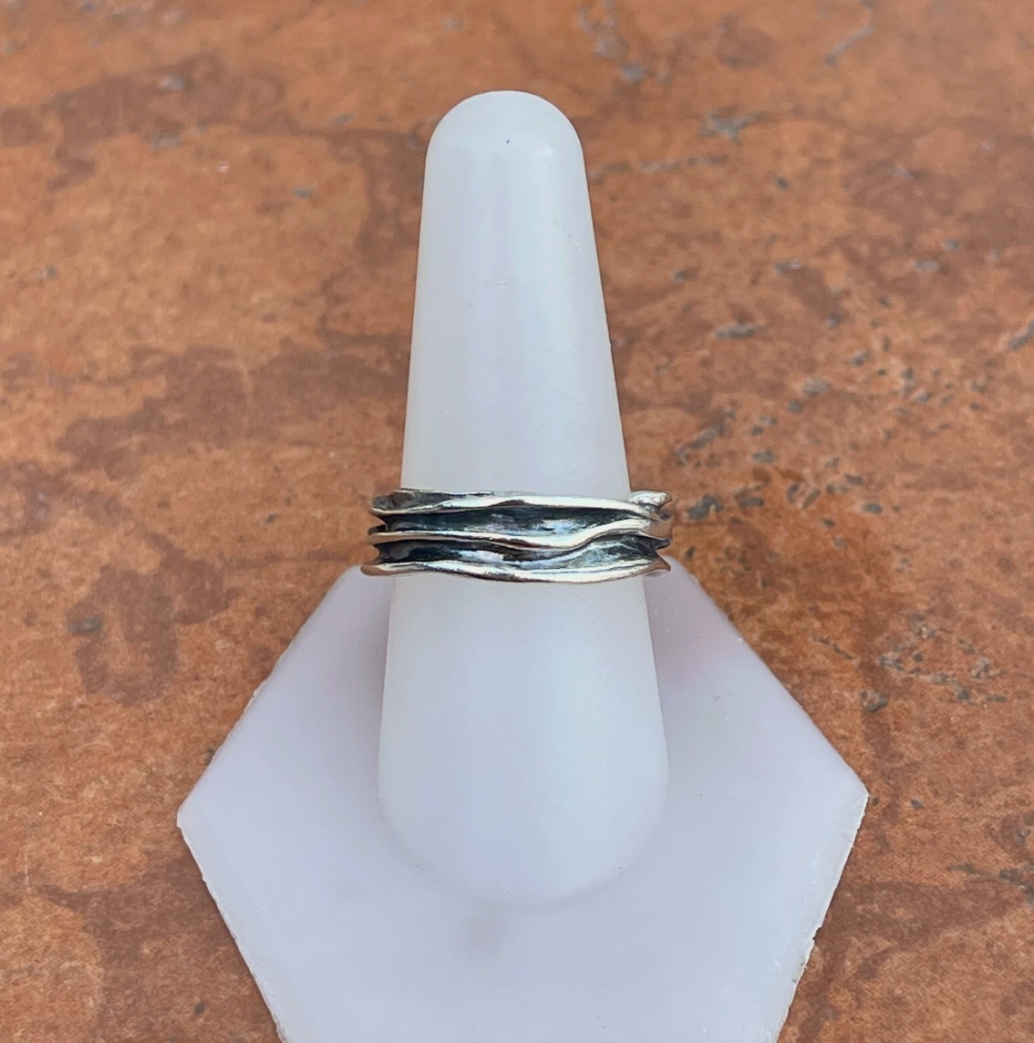 Sterling Silver Antiqued Ridged Band Ring