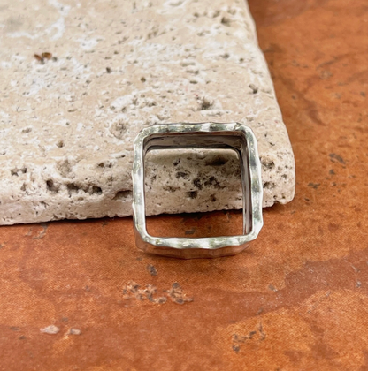 Sterling Silver Hammered Square Band Ring