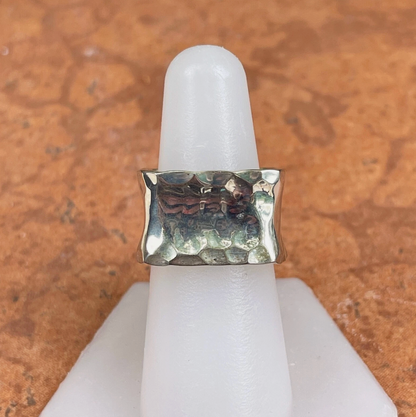 Sterling Silver Hammered Square Band Ring
