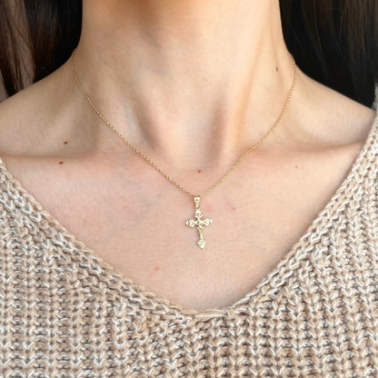 10KT Yellow Gold 2D Crucifix Pendant Charm 20mm