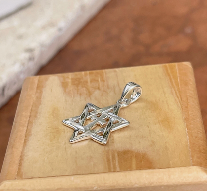 Sterling Silver Star of David + Cross Pendant Charm