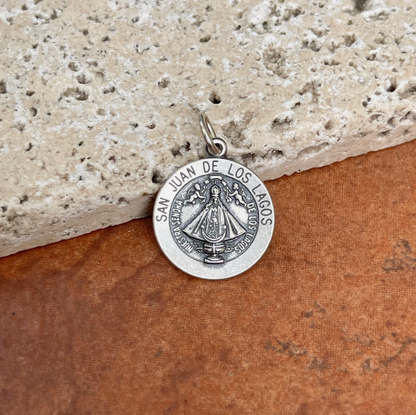 Sterling Silver San Juan De Los Lagos Round Medal Pendant 16mm