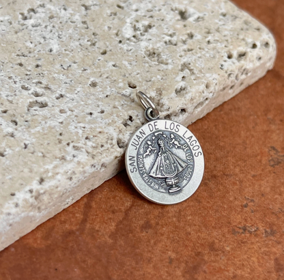 Sterling Silver San Juan De Los Lagos Round Medal Pendant 16mm