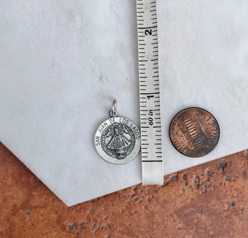 Sterling Silver San Juan De Los Lagos Round Medal Pendant 16mm