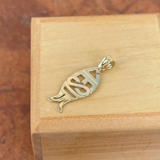 10KT Yellow Gold Ichthus Jesus Pendant Charm