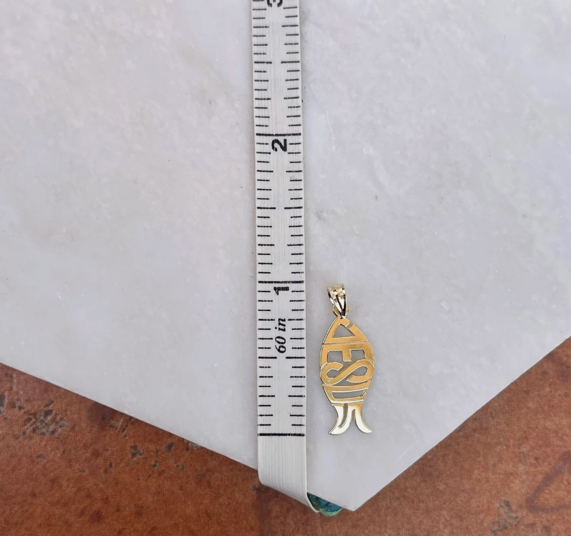 10KT Yellow Gold Ichthus Jesus Pendant Charm
