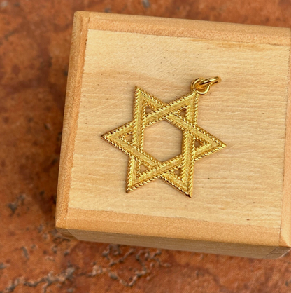 24KT Gold-Plated Star of David Textured Pendant 25mm