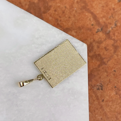 14KT Yellow Gold Caduceus Rectangle Medal Pendant