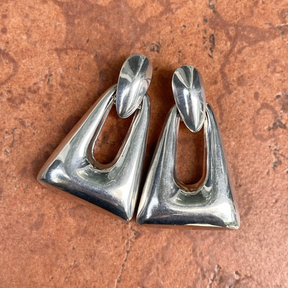 Estate Sterling Silver Triangle Door Knocker Earrings