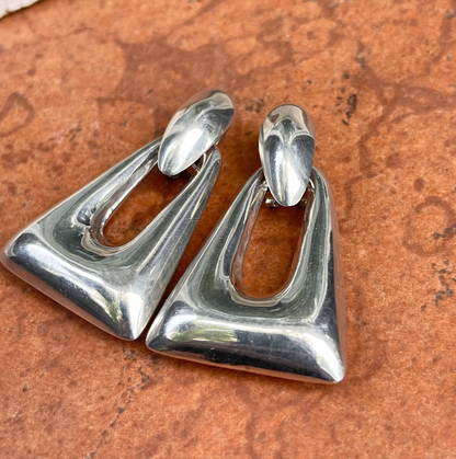Estate Sterling Silver Triangle Door Knocker Earrings