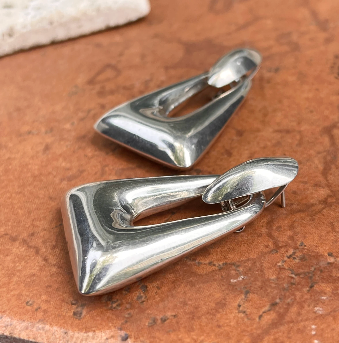 Estate Sterling Silver Triangle Door Knocker Earrings