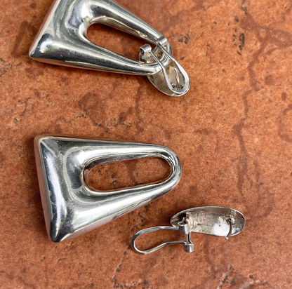 Estate Sterling Silver Triangle Door Knocker Earrings