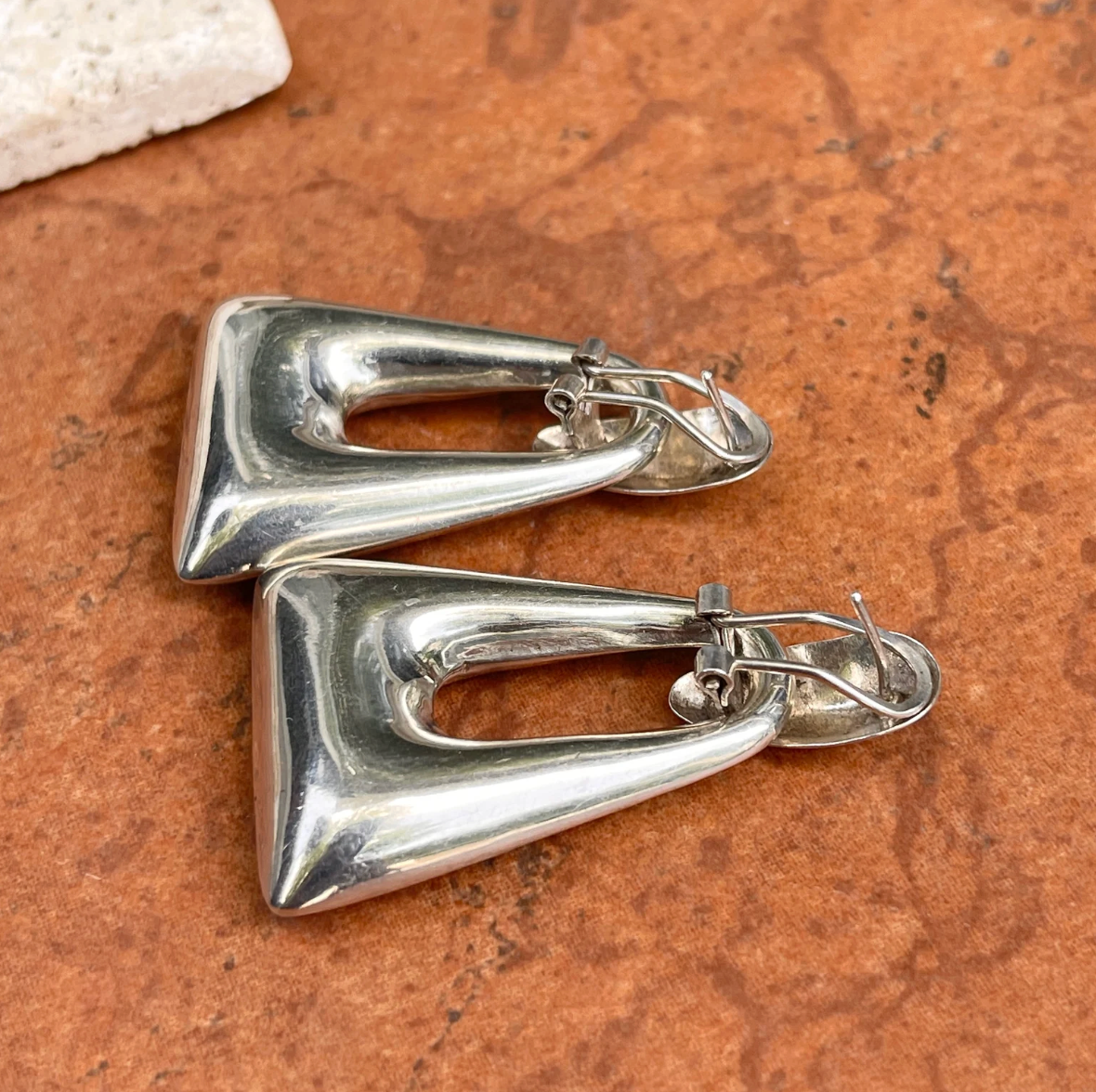 Estate Sterling Silver Triangle Door Knocker Earrings