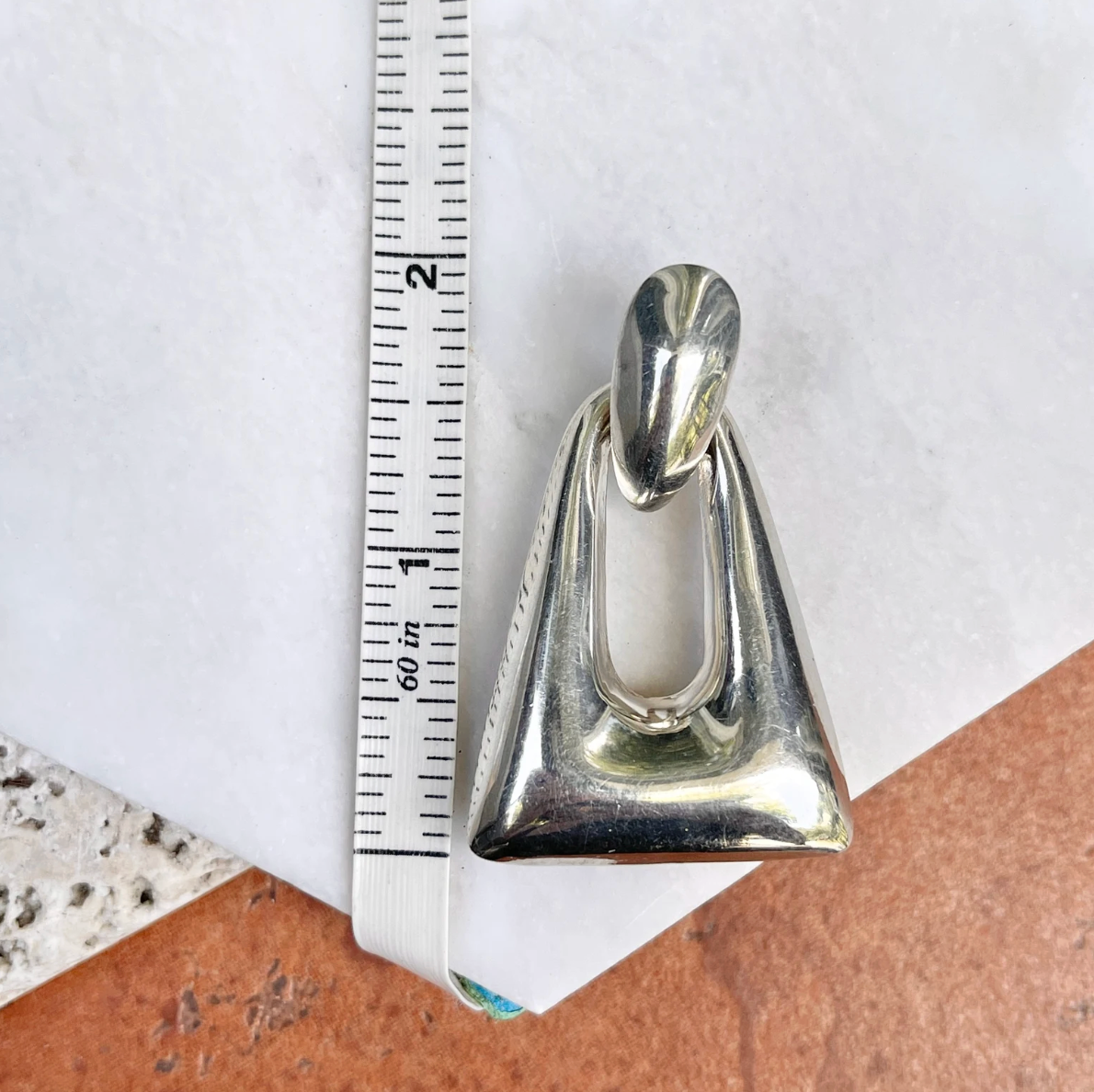 Estate Sterling Silver Triangle Door Knocker Earrings