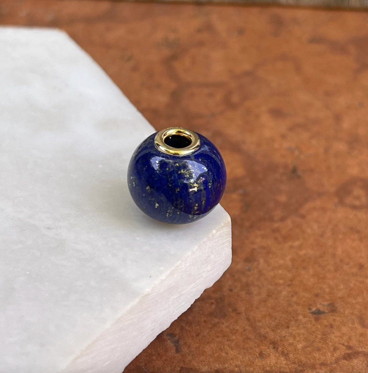 14KT Yellow Gold Lapis Lazuli Ball Slide Pendant