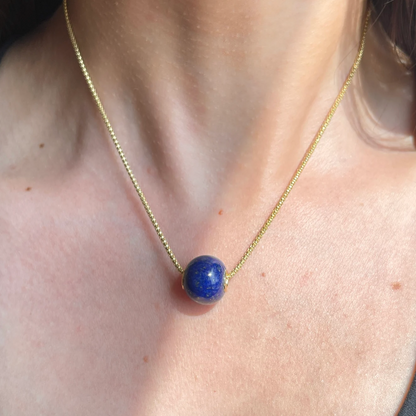 14KT Yellow Gold Lapis Lazuli Ball Slide Pendant