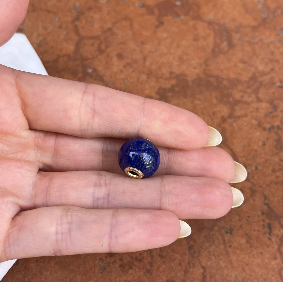 14KT Yellow Gold Lapis Lazuli Ball Slide Pendant