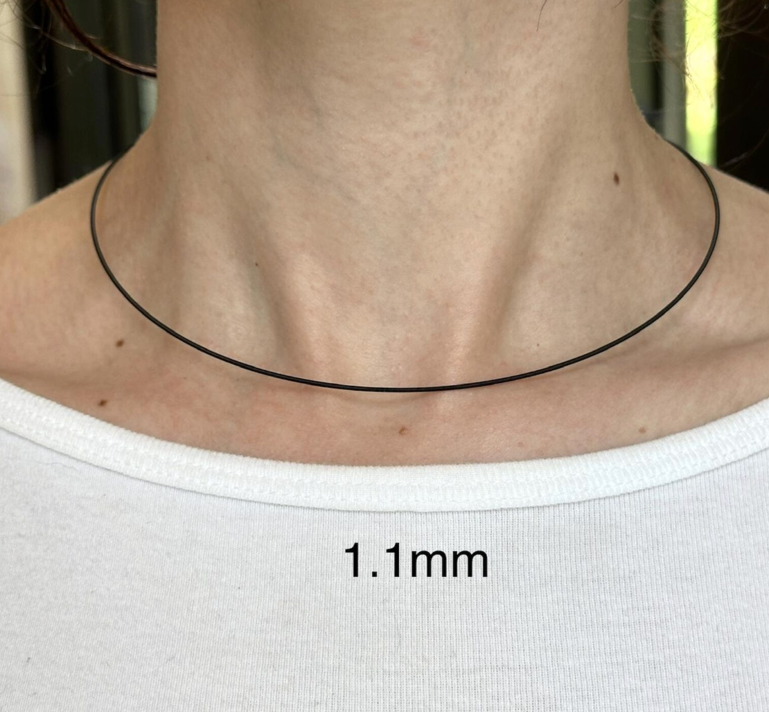 Black Stainless Steel Coil Spiral Collar Necklace 16.5"