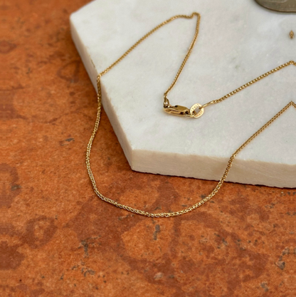 18KT Yellow Gold Solid 1mm Diamond-Cut Spiga Chain Necklace Various Lengths