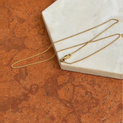 18KT Yellow Gold Solid 1mm Diamond-Cut Spiga Chain Necklace Various Lengths