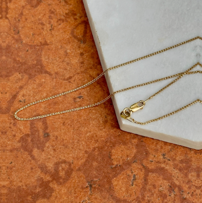 18KT Yellow Gold Solid 1mm Diamond-Cut Spiga Chain Necklace Various Lengths