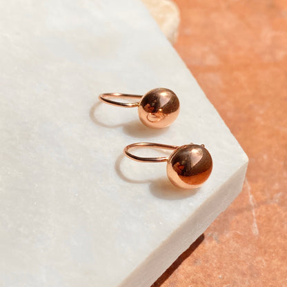 14KT Rose Gold Half Ball Drop Earrings 8mm