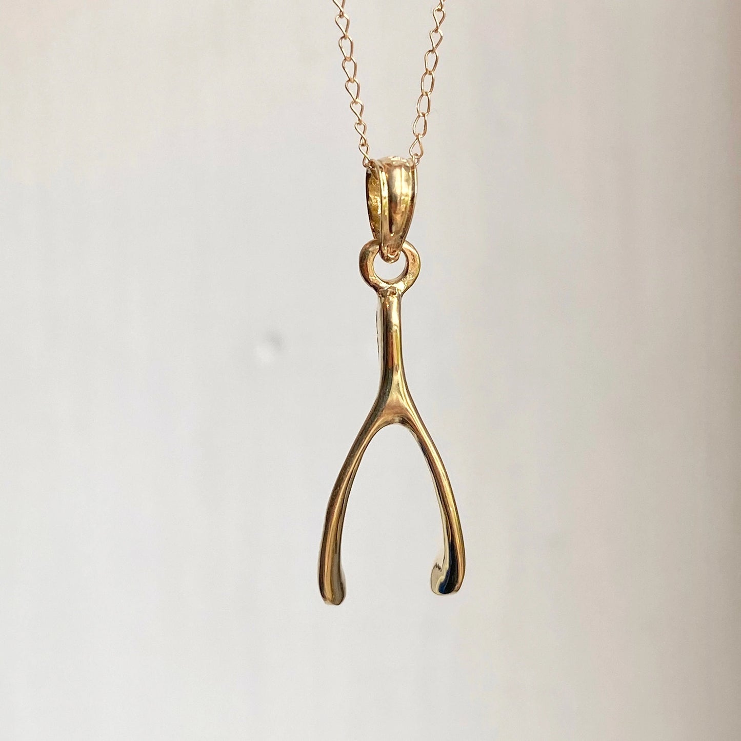 14KT Yellow Gold Wishbone Good Luck Small Pendant Charm