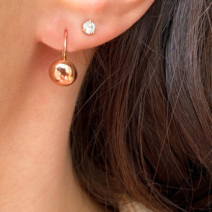 14KT Rose Gold Half Ball Drop Earrings 8mm